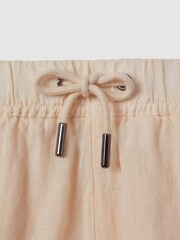 Reiss Peach Cleo 100% Linen Garment Dyed Drawstring Shorts - Image 5 of 5