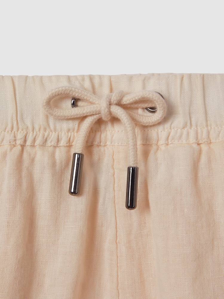Reiss Peach Cleo 100% Linen Garment Dyed Drawstring Shorts - Image 5 of 5