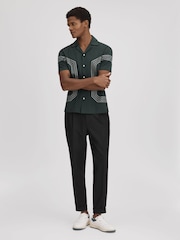 Reiss Emerald Arlington Mercerised Cotton Embroidered Cuban Collar Shirt - Image 3 of 6