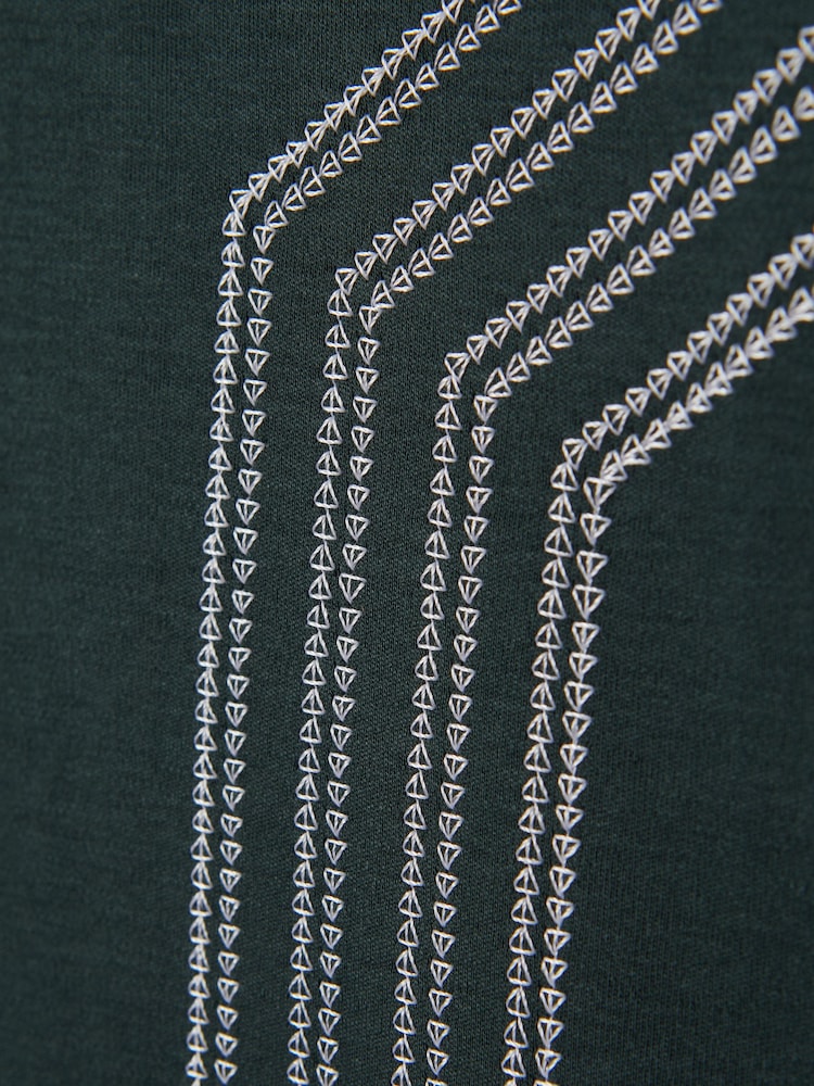 Reiss Emerald Arlington Mercerised Cotton Embroidered Cuban Collar Shirt - Image 6 of 6