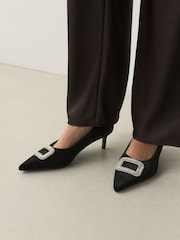 Black Forever Comfort® Low Jewel Trim Court Heels - Image 3 of 9