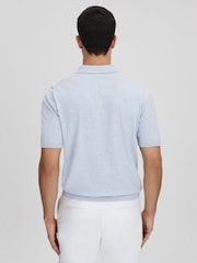 Reiss Soft Blue Boston Cotton Blend Contrast Open Collar Shirt - Image 5 of 6