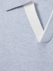 Reiss Soft Blue Boston Cotton Blend Contrast Open Collar Shirt - Image 6 of 6