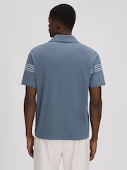 Reiss Airforce Blue Arlington Mercerised Cotton Embroidered Cuban Collar Shirt - Image 5 of 6