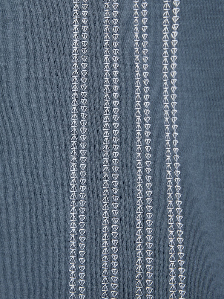 Reiss Airforce Blue Arlington Mercerised Cotton Embroidered Cuban Collar Shirt - Image 6 of 6