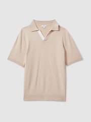 Reiss Camel Boston Cotton Blend Contrast Open Collar Shirt - Image 2 of 6