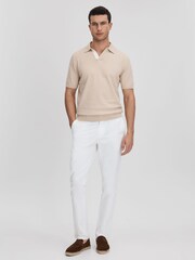 Reiss Camel Boston Cotton Blend Contrast Open Collar Shirt - Image 3 of 6
