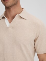 Reiss Camel Boston Cotton Blend Contrast Open Collar Shirt - Image 4 of 6
