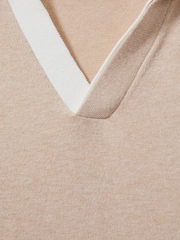Reiss Camel Boston Cotton Blend Contrast Open Collar Shirt - Image 6 of 6