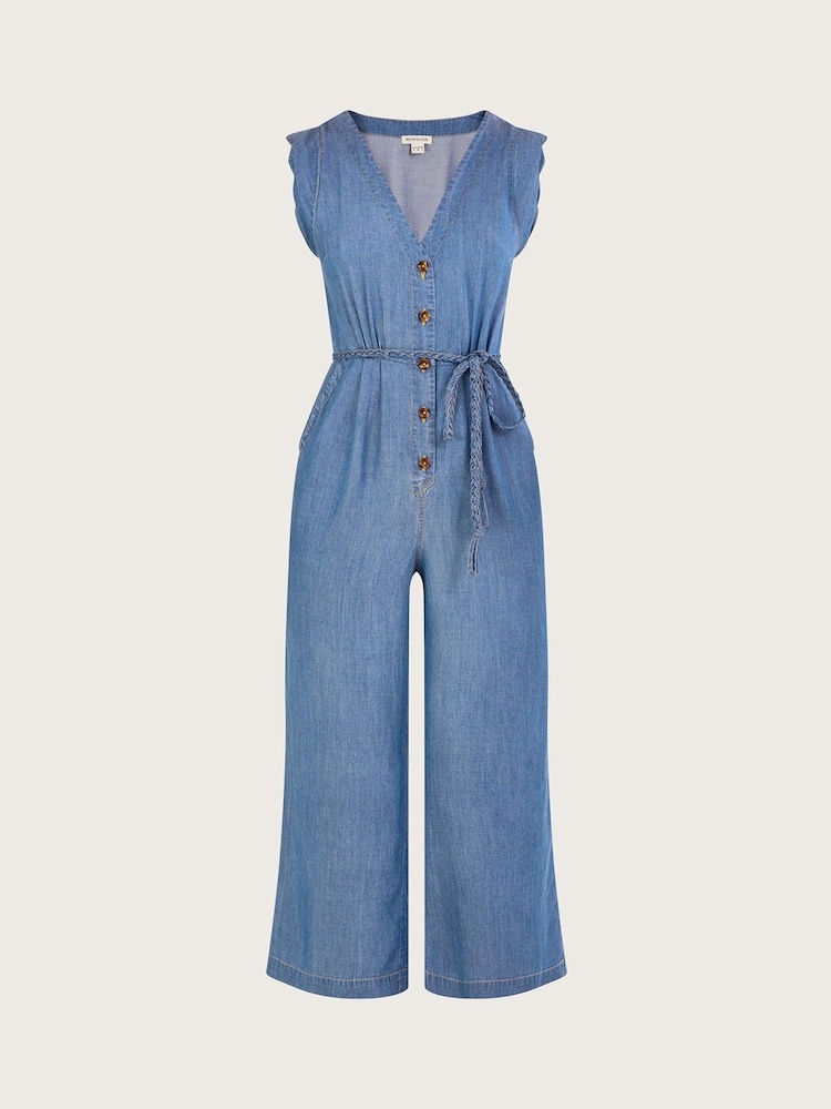 Monsoon Blue Tie Belt Denim Jumpsuit - Image 4 of 4 Monsoon Blue Tie Belt Denim Jumpsuit - Image 4 of 4