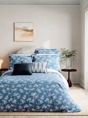 Bedeck of Belfast Chambray Blue Zayda Pillowcase 100% Cotton Pair - Image 2 of 3