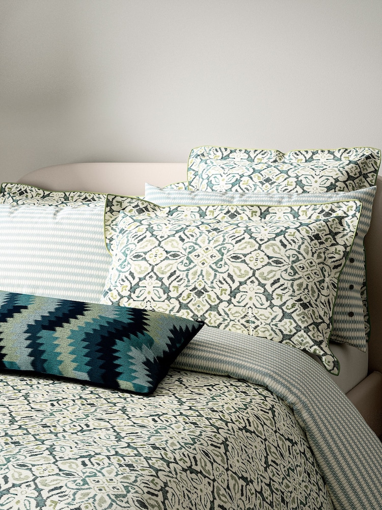 Bedeck of Belfast Celadon Hallie Pillowcase 100% Cotton Pair - Image 1 of 3 Bedeck of Belfast Celadon Hallie Pillowcase 100% Cotton Pair - Image 1 of 3