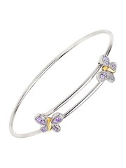 Beaverbrooks Children’s Mini B Silver Plated Crystal Butterfly Bangle - Image 1 of 4
