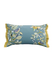 Sanderson Blue Kingfisher and Iris 100% Cotton Cushion - Image 5 of 6