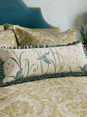 Sanderson Gold Teal Tila 100% Linen Cushion - Image 1 of 5