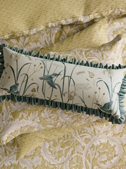 Sanderson Gold Teal Tila 100% Linen Cushion - Image 4 of 5