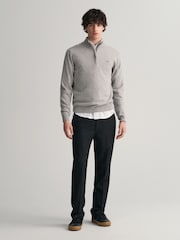 GANT Grey Melange Superfine Lambswool Quarter Zip Jumper - Image 3 of 5