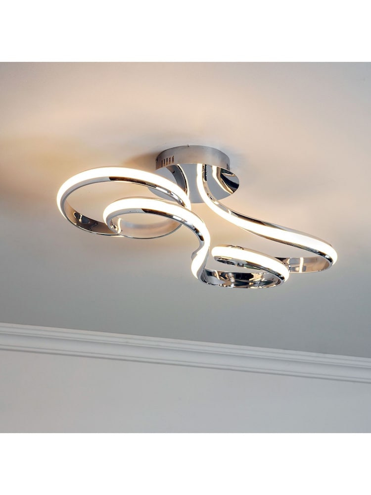 Gallery Home Silver Niamh Flush Ceiling Light - Image 1 of 6