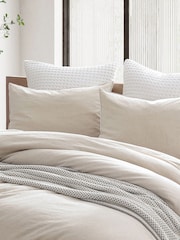 DKNY Cream Pure Washed Linen Duvet Cover and Pillowcase Set - Image 2 of 5