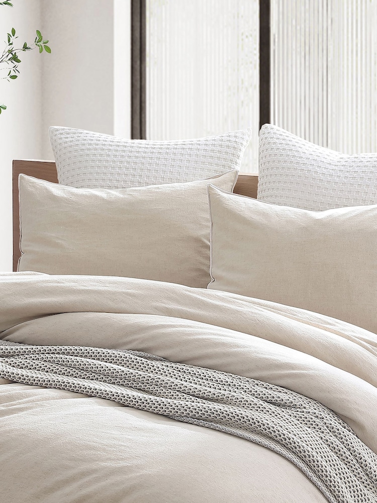 DKNY Cream Pure Washed Linen Duvet Cover and Pillowcase Set - Image 2 of 5