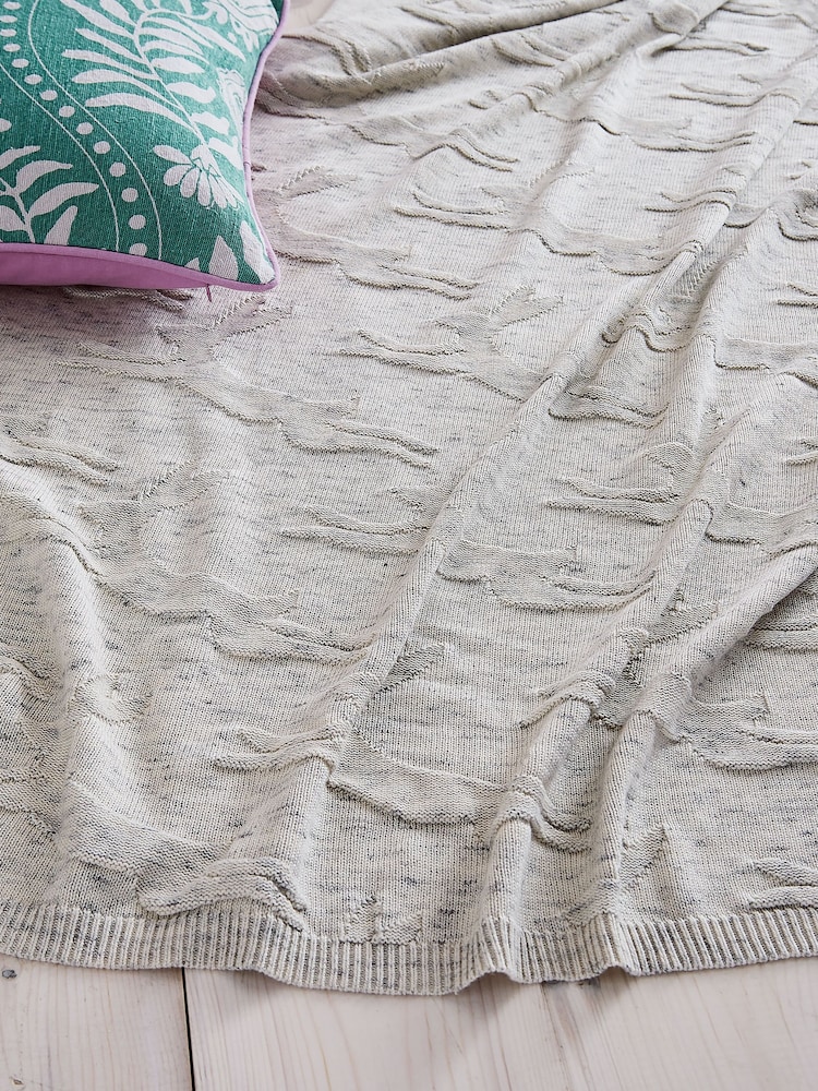 Joules Oat Nostalgic Collector Hare 100% Cotton Throw - Image 1 of 5