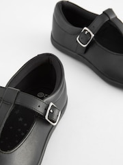 Black Wide Fit (G) Junior Leather T-Bar Shoes - Image 3 of 5