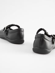 Black Wide Fit (G) Junior Leather T-Bar Shoes - Image 4 of 5