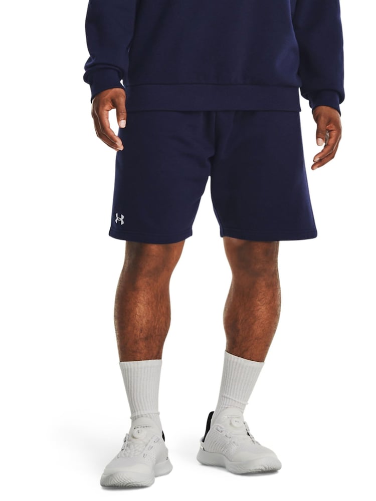 Under Armour Navy Blue/White Rival Fleece Shorts - Image 1 of 6