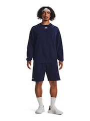 Under Armour Navy Blue/White Rival Fleece Shorts - Image 2 of 6