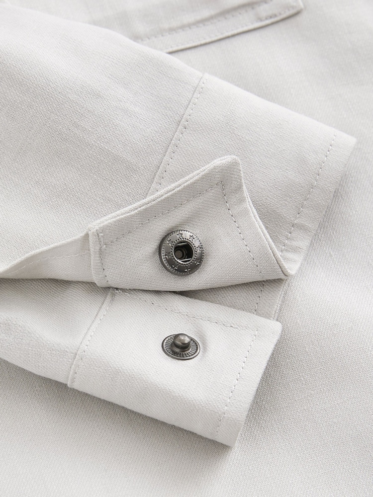 Light Grey Linen Blend Shacket - Image 10 of 10