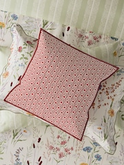 V&A Red Rosalie 100% Cotton Cushion - Image 1 of 6