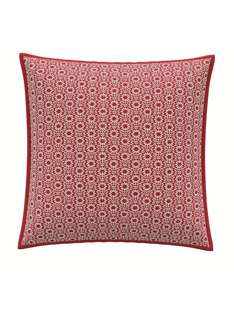 V&A Red Rosalie 100% Cotton Cushion - Image 2 of 6
