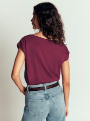 Boden Purple Supersoft Slash Neck T-Shirt - Image 2 of 4