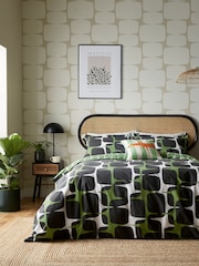 Scion Green Going 100% Cotton Lohka Duvet Cover and Pillowcase Set - Image 1 of 4