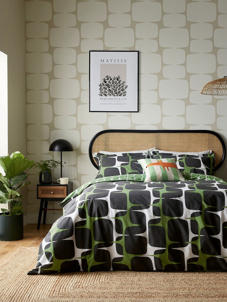Scion Green Going 100% Cotton Lohka Duvet Cover and Pillowcase Set - Image 1 of 4 Scion Green Going 100% Cotton Lohka Duvet Cover and Pillowcase Set - Image 1 of 4