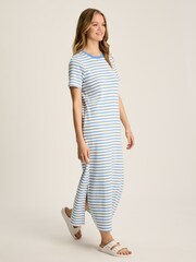 Joules Cleo Blue/White Striped Midi Dress - Image 1 of 6