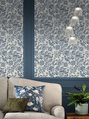 Laura Ashley Dark Seaspray Blue Adain Palace A4 Wallpaper Sample - Image 1 of 2