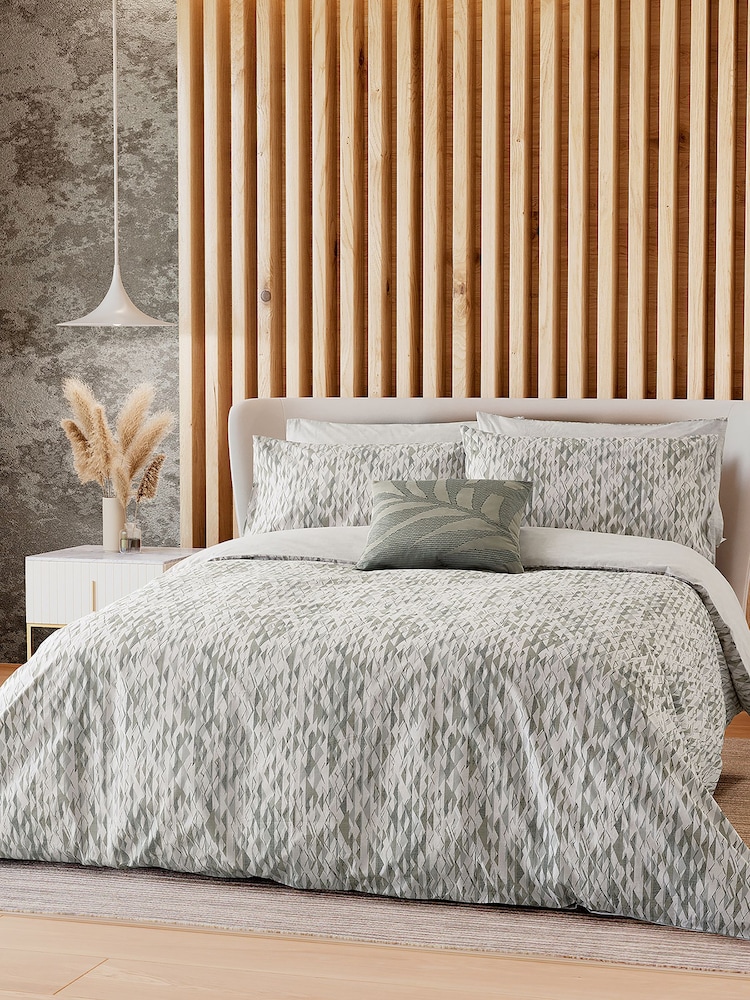 Nalu Nicole Scherzinger Mist Green Dune 100% Cotton Duvet Cover and Pillowcase Set - Image 1 of 5