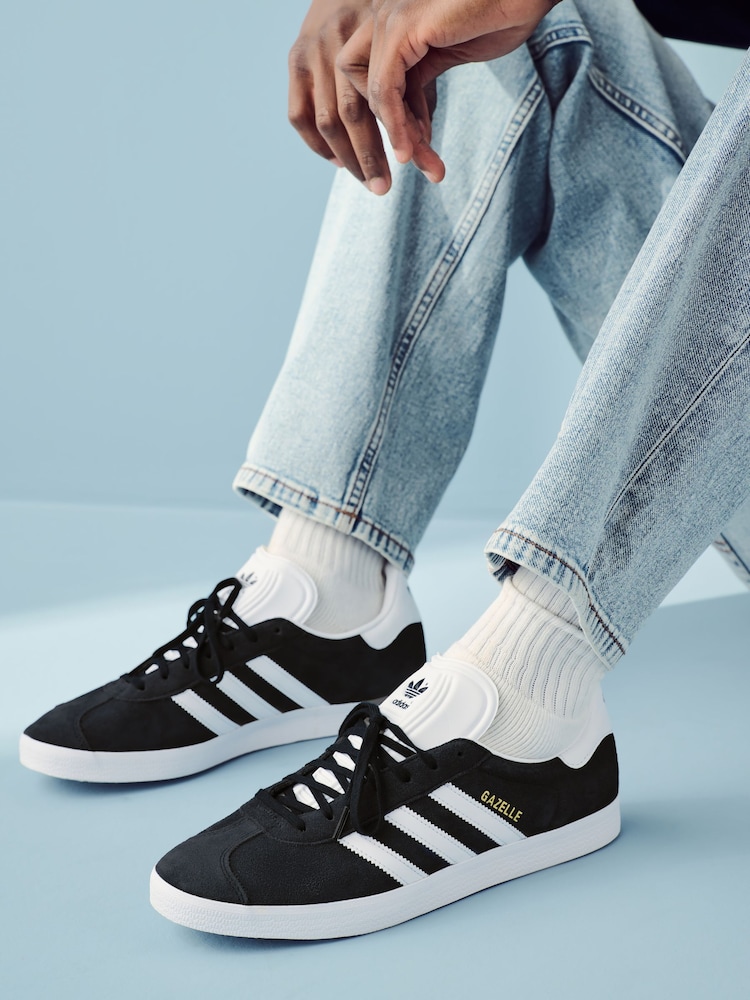 adidas Originals White/Black Gazelle Trainers - Image 1 of 1