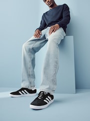 adidas Originals White/Black Gazelle Trainers - Image 2 of 8