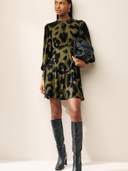 Green Animal Long Sleeve Mini Dress - Image 2 of 7