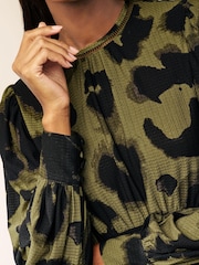 Green Animal Long Sleeve Mini Dress - Image 4 of 7