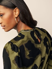 Green Animal Long Sleeve Mini Dress - Image 5 of 7