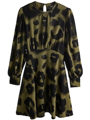 Green Animal Long Sleeve Mini Dress - Image 6 of 7