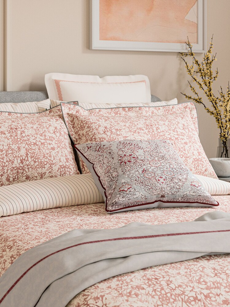 Bedeck of Belfast Coral Celina Pillowcase 100% Cotton Pair - Image 1 of 2