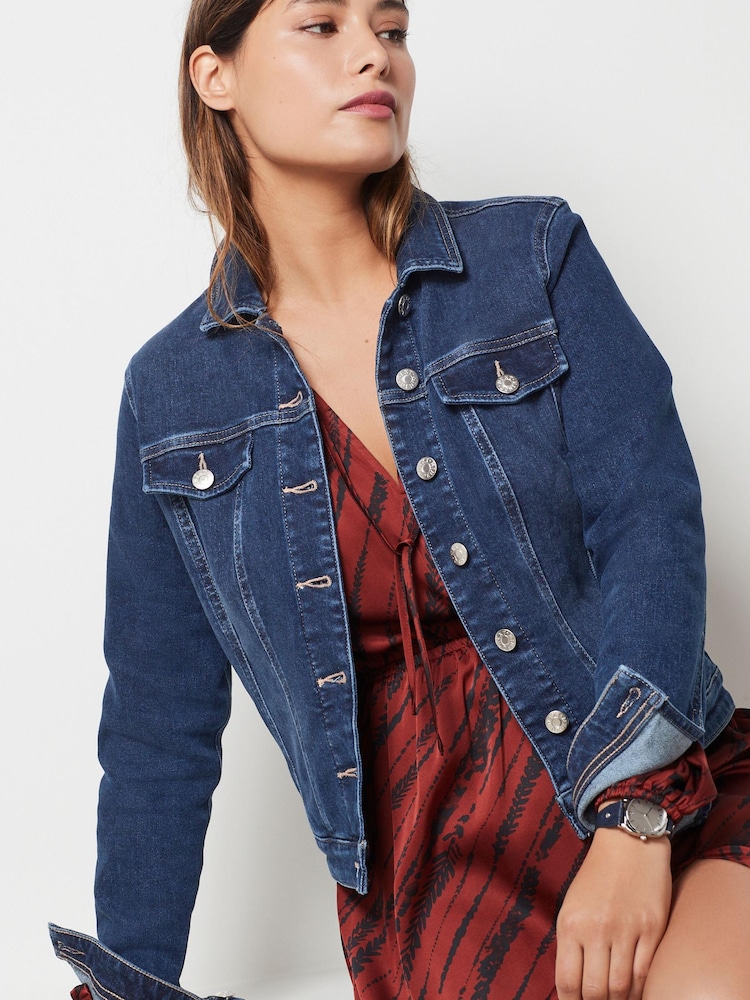 Dark Blue Fuller Bust Denim Jacket - Image 1 of 5