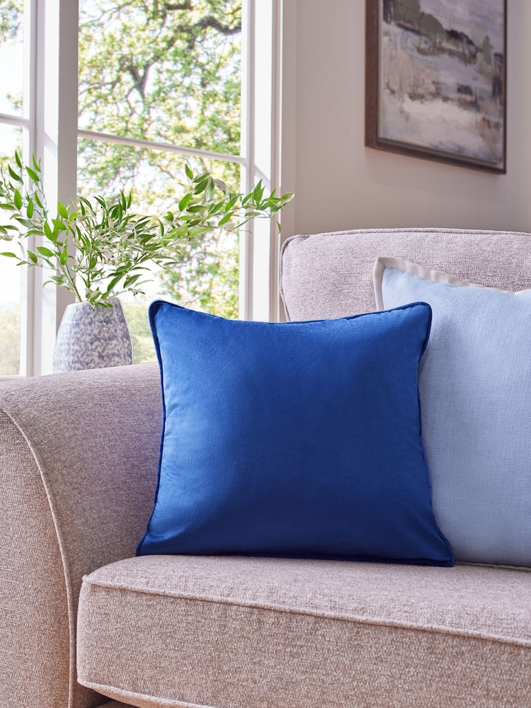 Bright Blue 43 x 43cm Matte Velvet Cushion - Image 1 of 4