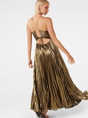 Forever New Gold Gabriella Metallic Pleated Maxi Dress - Image 2 of 4