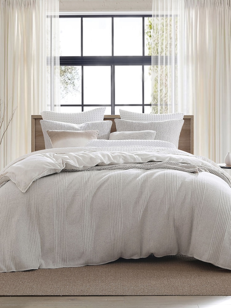 DKNY Heather Pure Ribbed Jersey Duvet Cover and Pillowcase Set - Image 1 of 4