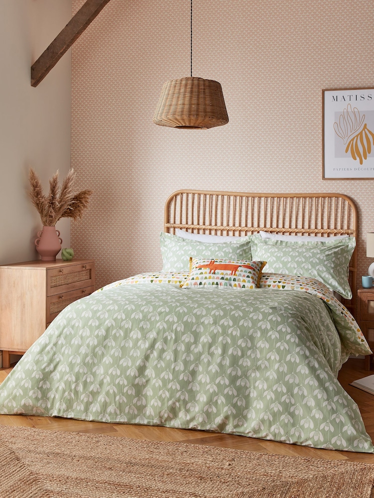 Scion Sage Snowdrop 100% Cotton Duvet Cover and Pillowcase Set - Image 1 of 4